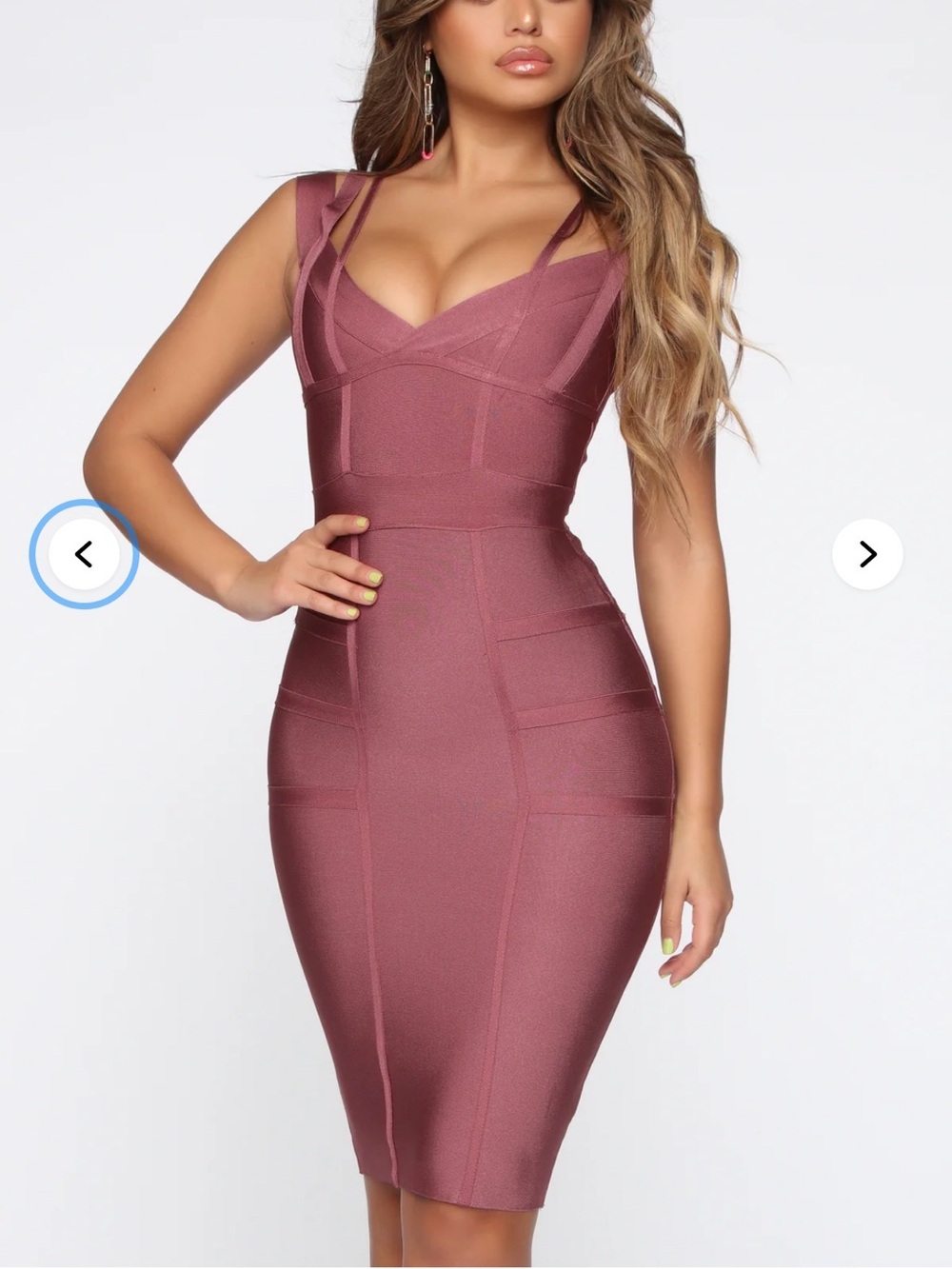 Fashion Nova Burgundy Off-Shoulder Midi Bodycon Dress